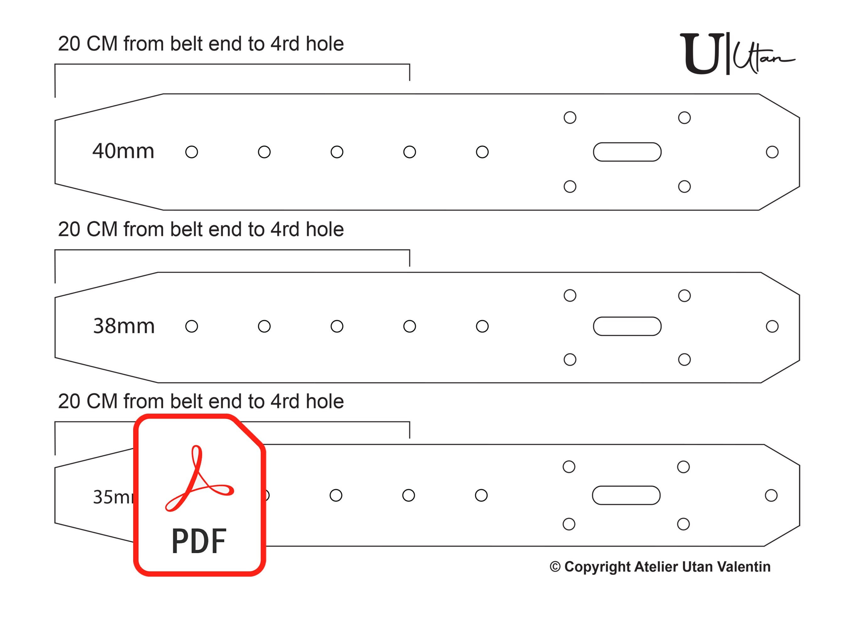 1 and 1 ½ Strap End Templates (PDF - Printable File