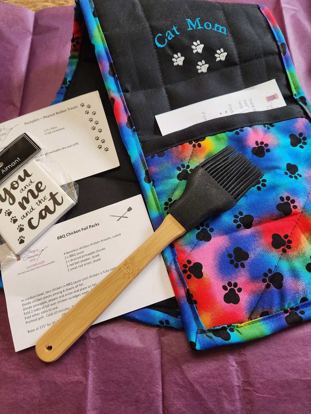 Dog Paw 8 X 30 Potholder Handmade Reversible, Personalized Pet Names