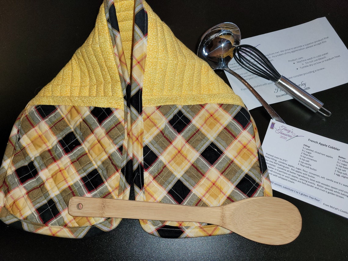 Handmade Double Potholders Personalized Embroidered Yellow Etsy