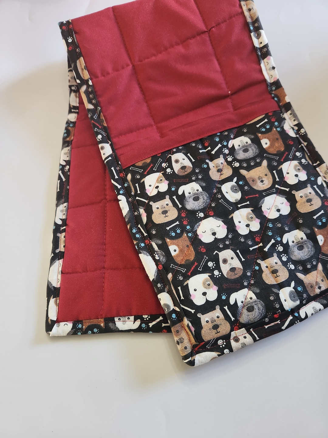 Dog Paw 8 X 30 Potholder Handmade Reversible, Personalized Pet Names