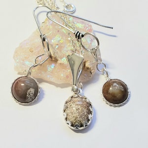 Picture Jasper Sterling Silver Necklace and Earrings Set: Natural Gemstone Jewelry