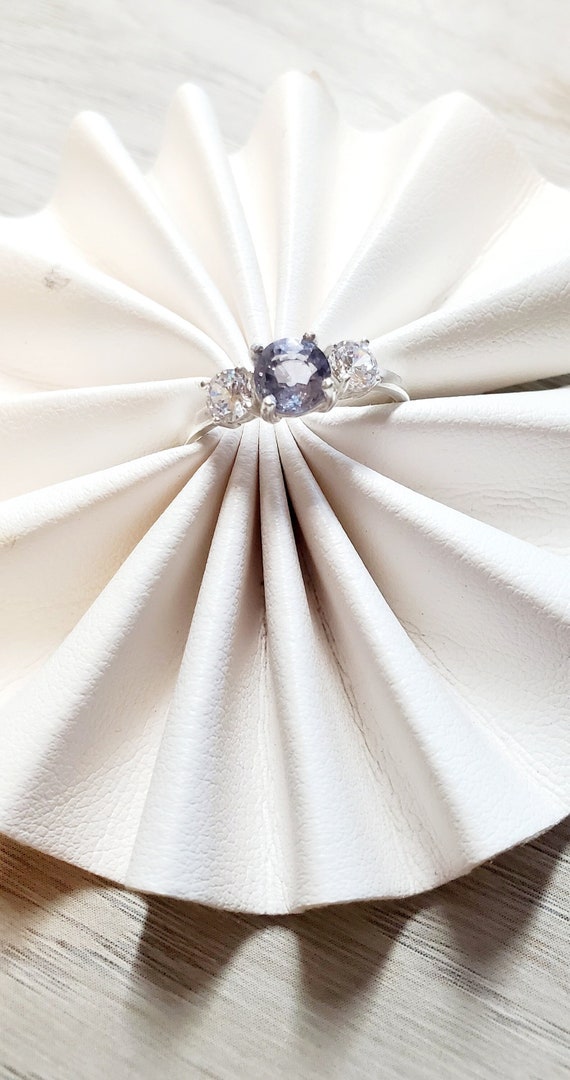 Bague En Iolite Et Argent Sterling 925 - Or Rose - Taille 7.5 - Style Vintage Et Fait Main