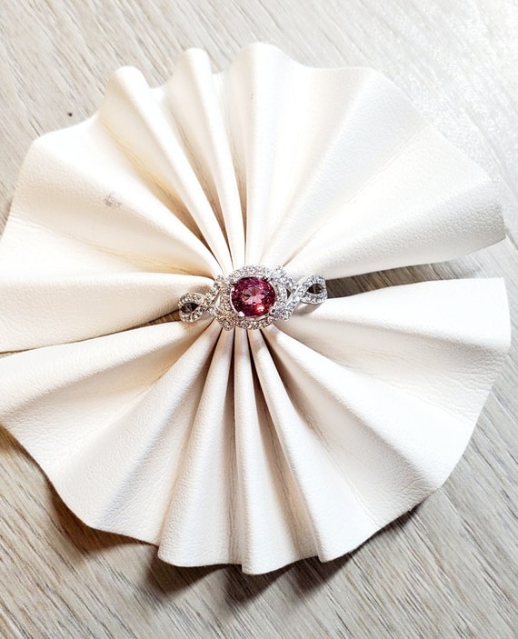Anello in argento 925 placcato oro fatto a mano: pietra preziosa di tormalina rosa - Italia Anello in argento 925 placcato oro fatto a mano: pietra preziosa di tormalina rosa - Italia