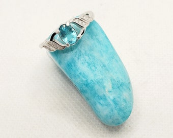 Paraiba Apatite Gemstone Ring: .925 Sterling Silver, Size 7