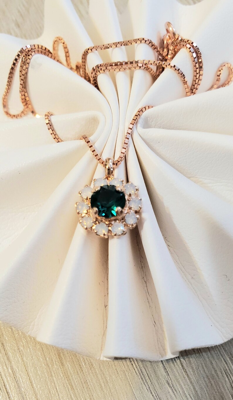 Swarovski Opal and Emerald or Light Sapphire Rose Gold Etsy