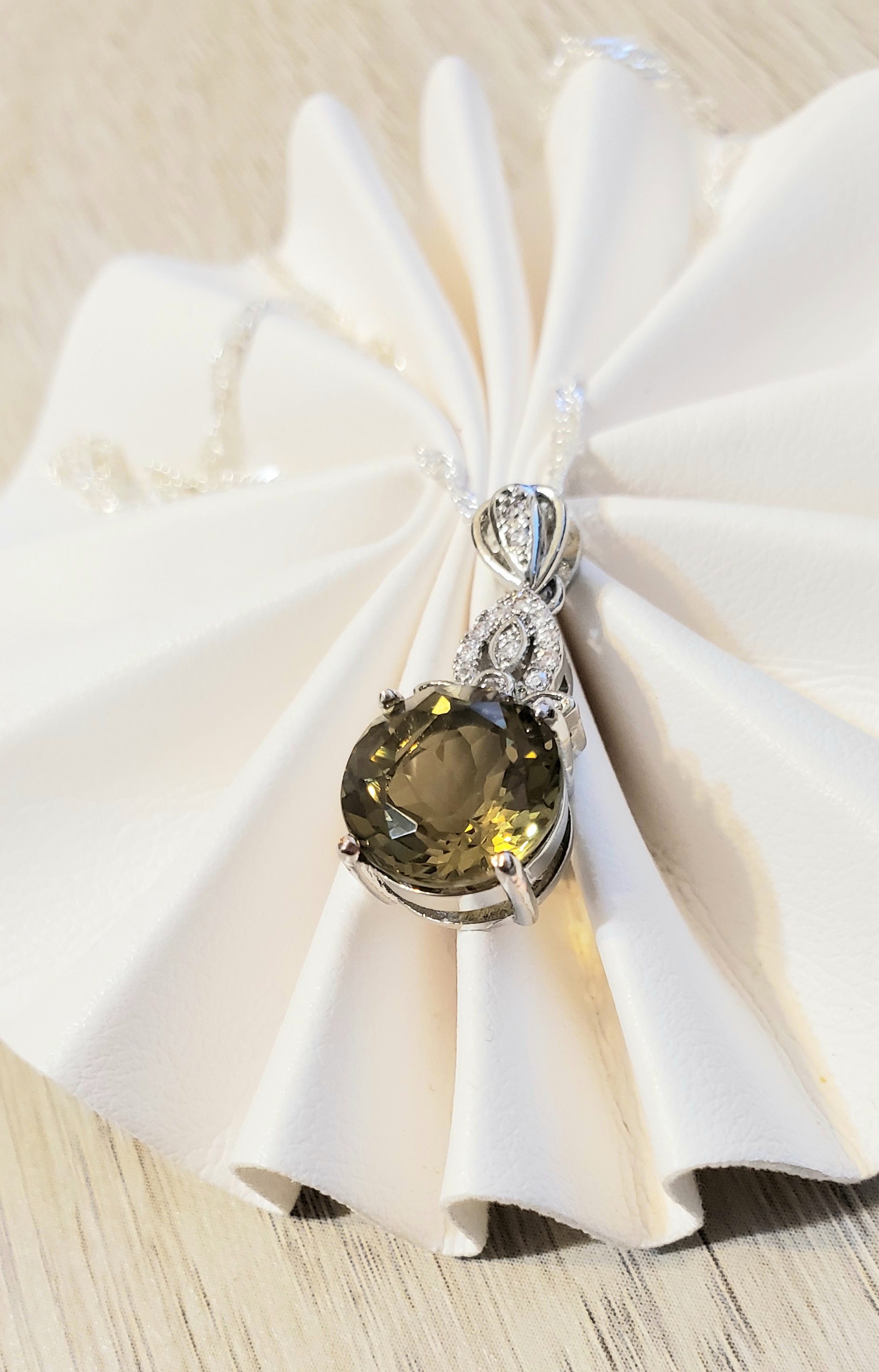 3.67ct Natural Smoky Quartz & Garnet Sterling Silver Pendant - 10mm Cushion Shape - View #2
