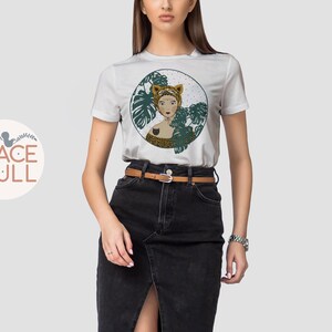 Tiger Girl Graphic t-shirt - Modern Vintage Style Illustration Printed T - Illustrated T Shirt - Unisex T Shirt - Tiger Print