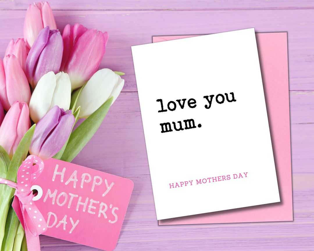 Love You Mum Sweet Mothers Day Card Cute Card for Mum - Etsy