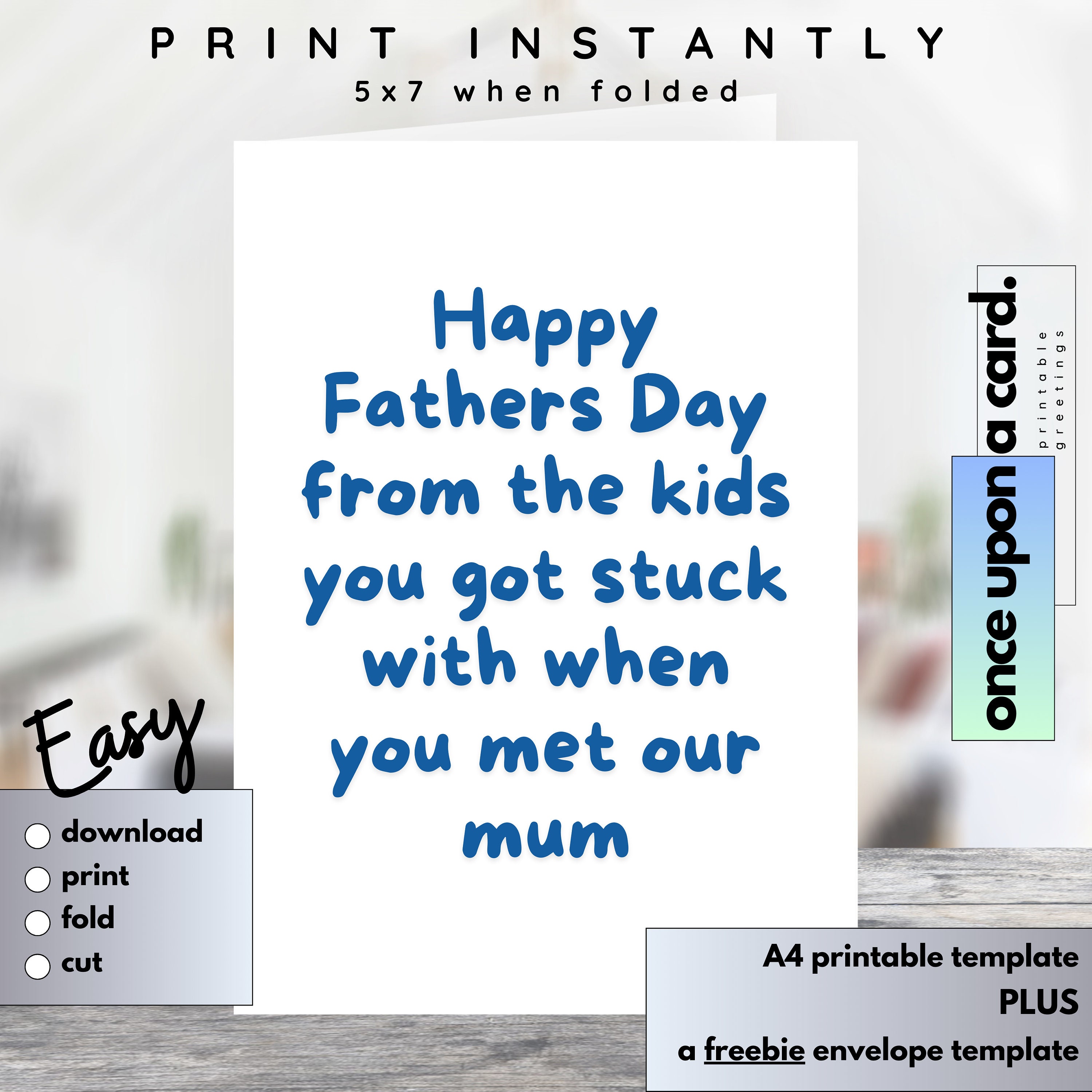 Funny Stepdad Printable Father's Day Card, Funny Step Dad Card, From the Kids You Got Stuck With ...