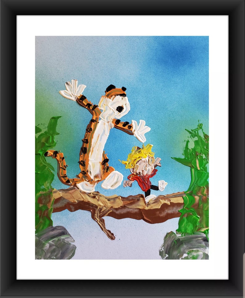 Calvin and Hobbes Comic Art Original Painting Pop Art Painting | Etsy