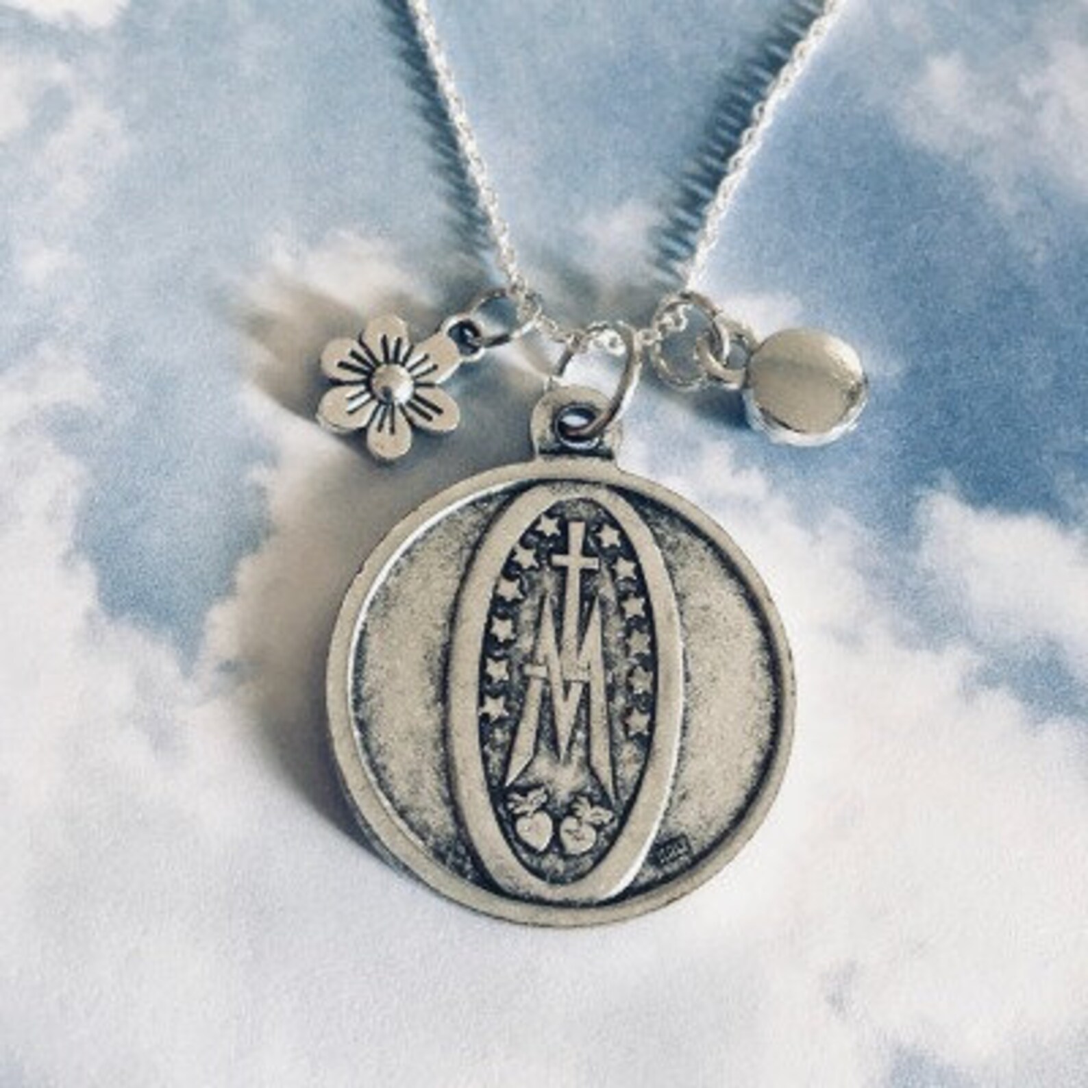 Double Sided Our Lady of Miraculous Medals From Italy Necklace Pendant ...