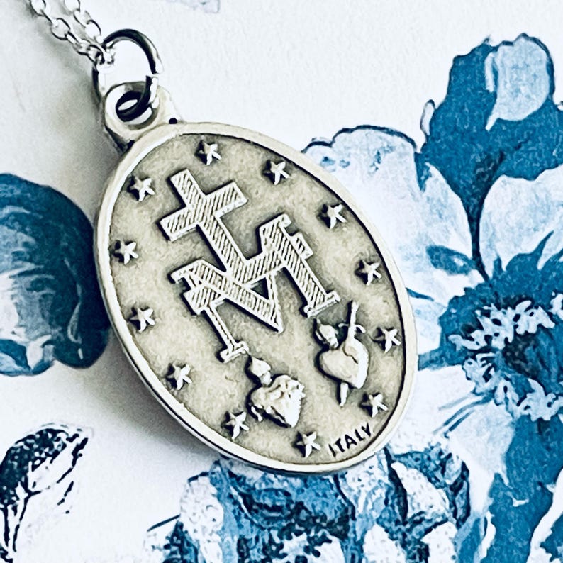 Double Sided Our Lady of Miraculous Medals From Italy Necklace Pendant ...
