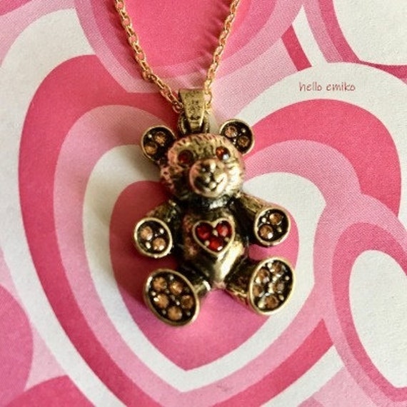 Pink Teddy Bear Necklace Hotsell | bellvalefarms.com