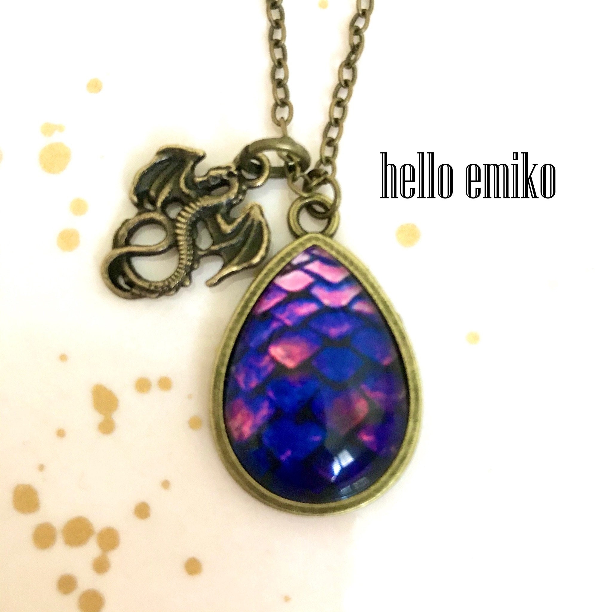 Dragon Scales Necklace Pendant Charm Bronze Tone Dragon Drop Etsy