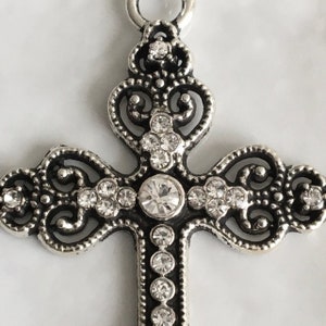 Christian or Catholic Silver Toned Rhinestone Encrusted Cross - Etsy