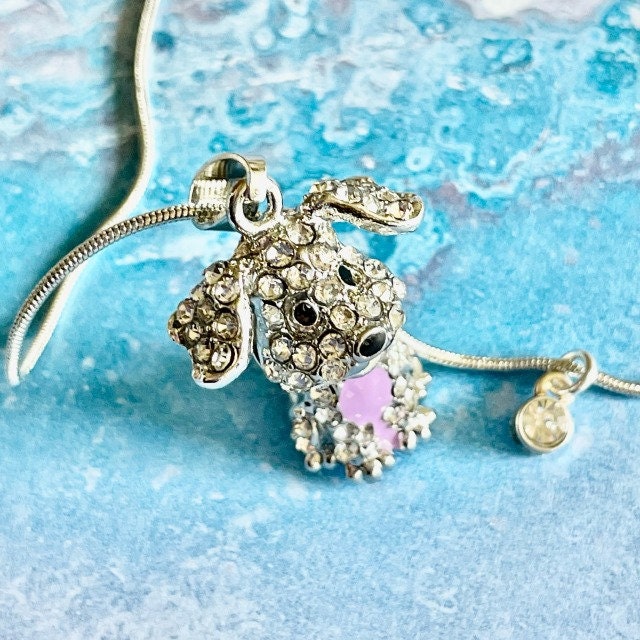 Adorable Wobbling Head Puppy Dog Sparkling Rhinestone and Pink Etsy