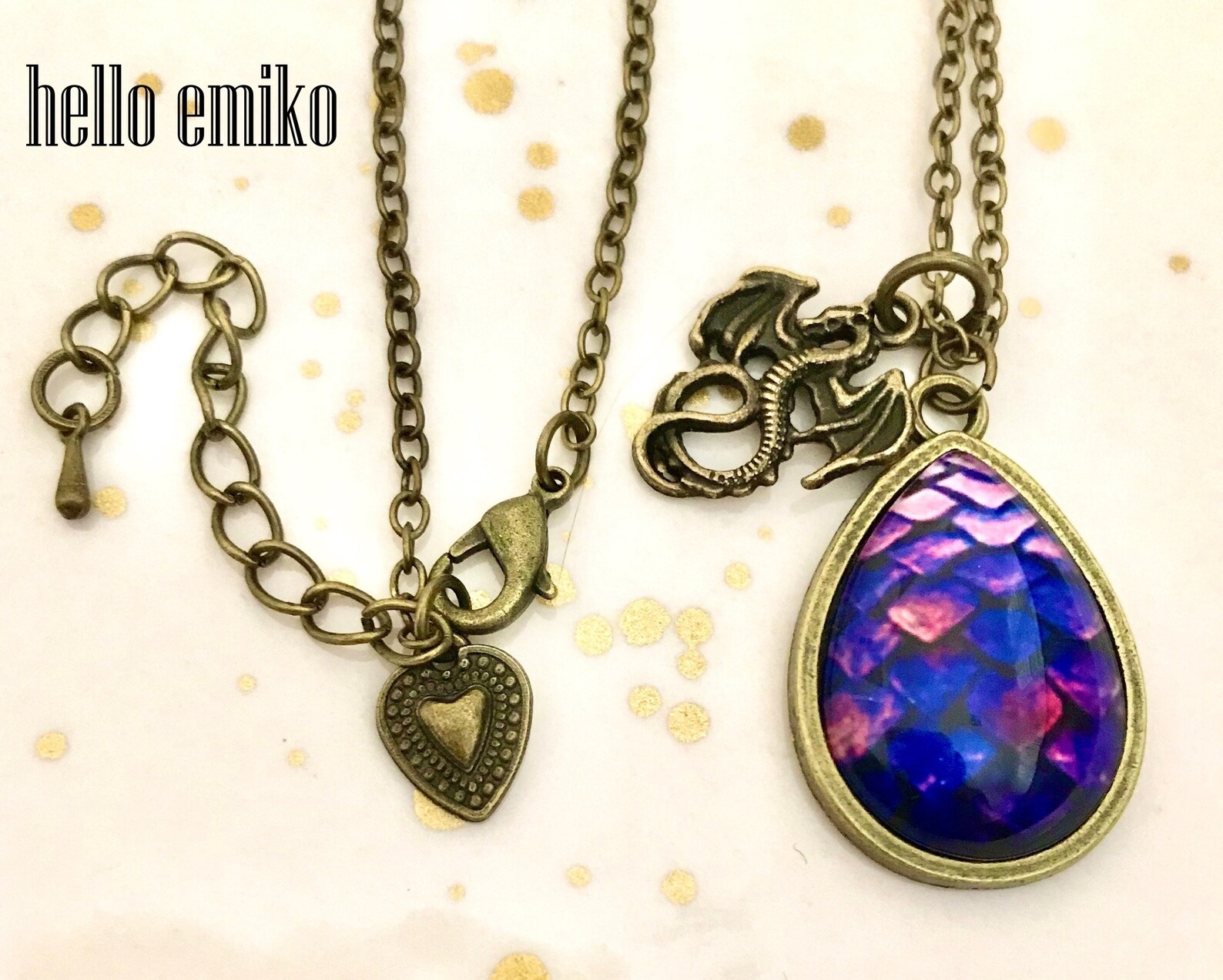 Dragon Scales Necklace Pendant Charm Bronze Tone Dragon Drop Etsy