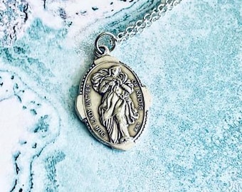 Beautiful Double Sided Our Lady of Untier of Knots Pray for Us Medal from Ital on Silver Plated 18 inch Chain Lobster Clasp Closure Catholic
