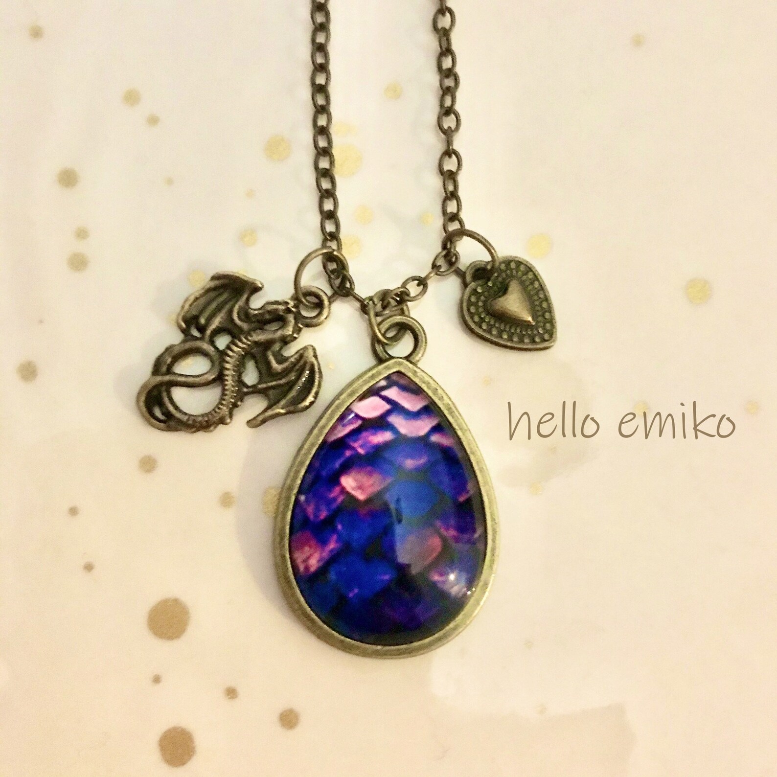 Dragon Scales Necklace Pendant Charm Bronze Tone Dragon Drop Etsy