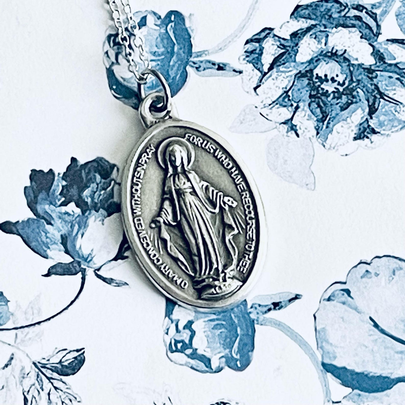 Double Sided Our Lady of Miraculous Medals From Italy Necklace Pendant ...