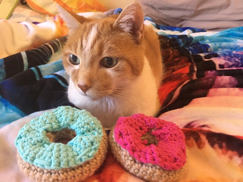 Catnipfilled Crochet Donuts Handmade Cat Toy Etsy