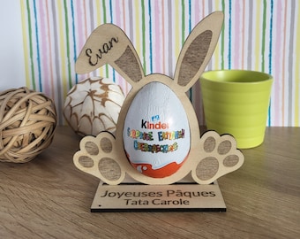 Porte œuf pour Pâques personnalisé / œuf kinder / décoration table / lapin de pâques