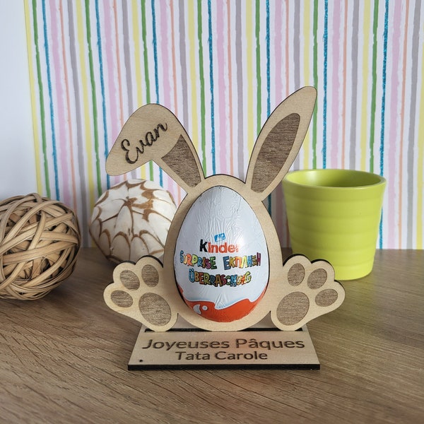 Porte œuf pour Pâques personnalisé / œuf kinder / décoration table / lapin de pâques