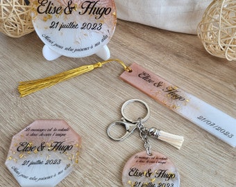 Cadeaux invités pour mariage baptême communion baby shower souvenir personnalisés prénom date texte et couleurs au choix