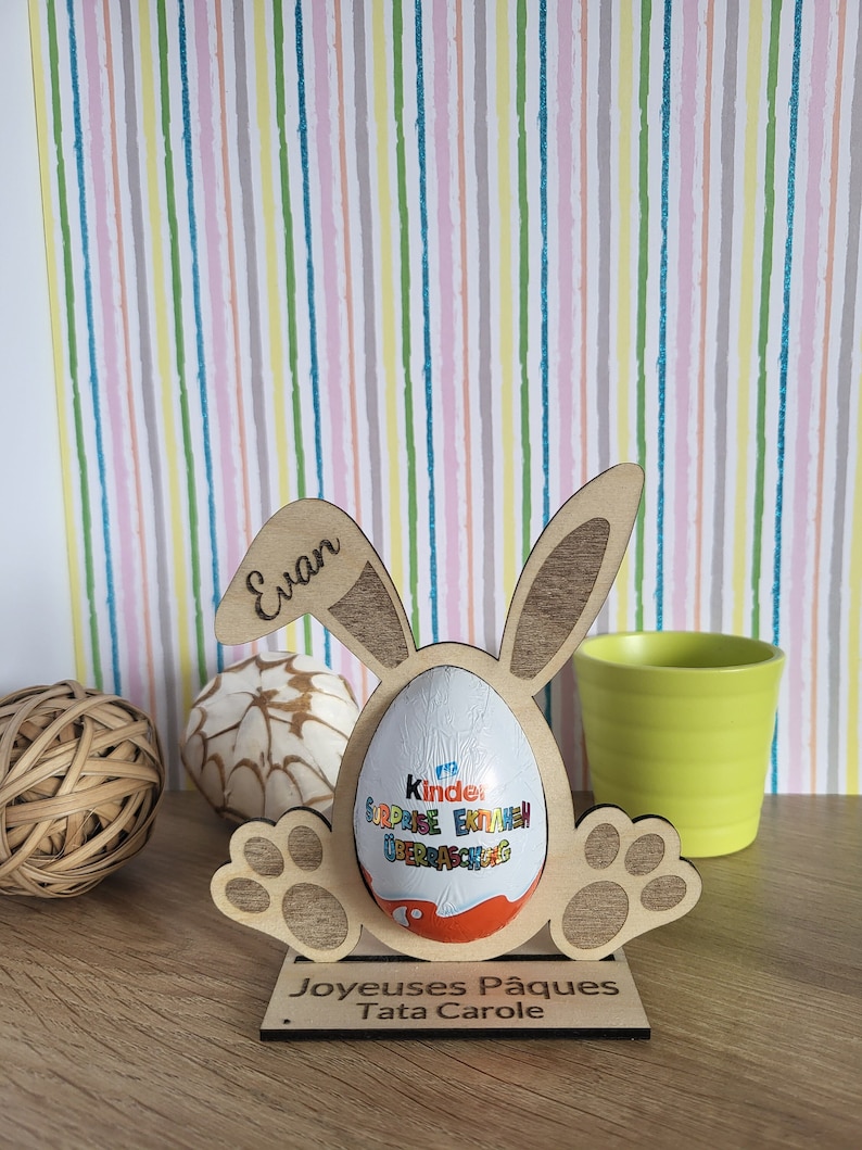 Personalized Easter egg holder / kinder egg / table decoration / Easter bunny image 1