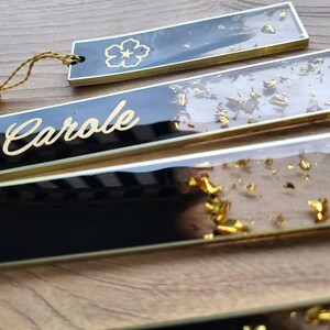 Personalized bookmark with first name or word / black and gold image 2