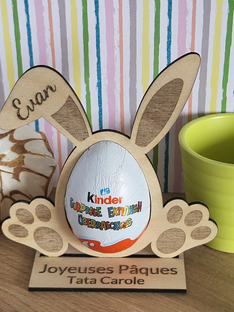 Personalized Easter egg holder / kinder egg / table decoration / Easter bunny image 2