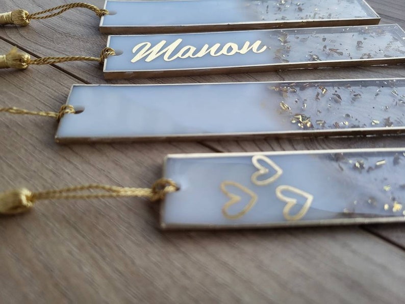 Marcador personalizado con nombre o palabra / blanco y dorado imagen 3