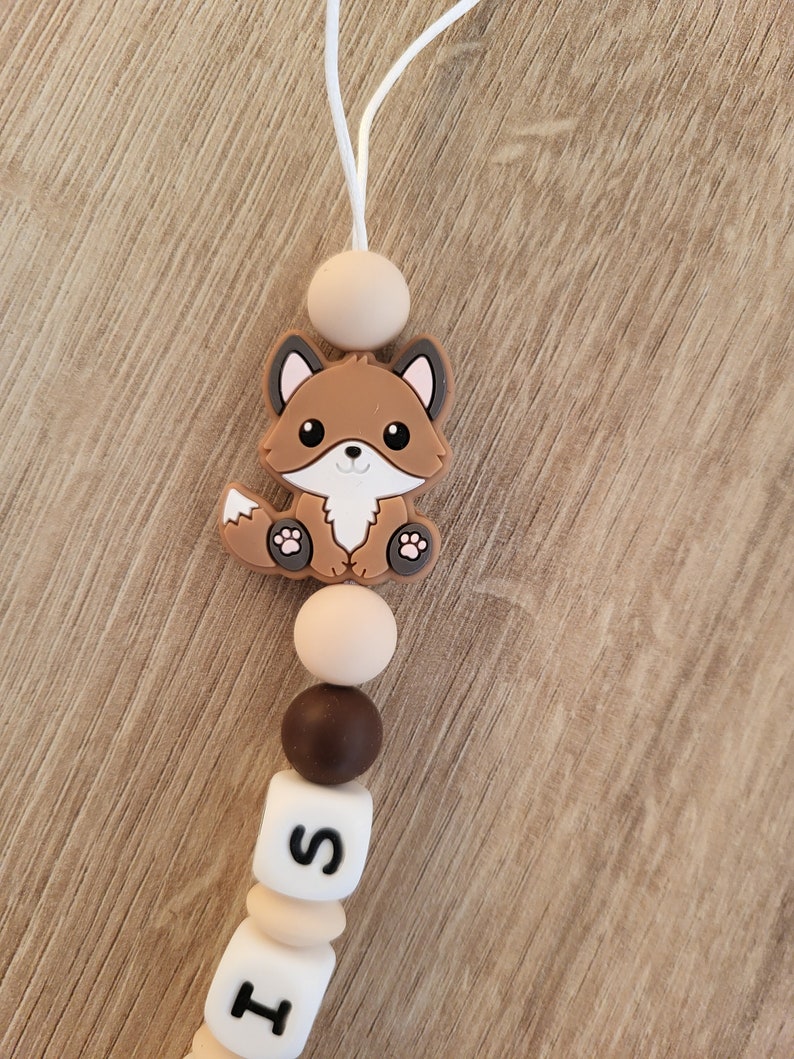 Personalized pacifier pacifier clip / first name / food silicone toy baby box birth gift baby shower chocolate brown fox image 2