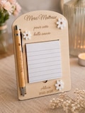 End-of-Year Gift for Teachers, Teaching Assistants, and Nanny: Wooden Desk Holder with Post-it Notes & Pencil, Personalized with Laser Engraving - Original Teaching Idea product logo