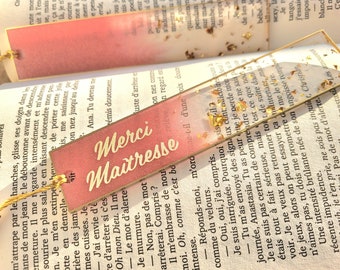 Personalized bookmark with first name or word / glitter pink and gold