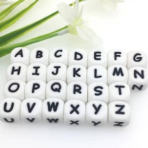 Square silicone letters 12x12mm / quantity of your choice / baby / pacifier clip / first name