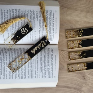 Personalized bookmark with first name or word / black and gold image 3