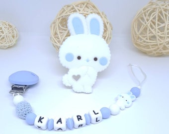 Personalized pacifier pacifier clip / first name / food silicone toy baby box birth gift baby shower rabbit