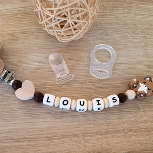 Personalized pacifier pacifier clip / first name / food silicone toy baby box birth gift baby shower chocolate brown fox