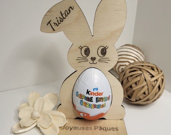 Porte œuf pour Pâques personnalisé / œuf kinder / décoration table / lapin de pâques