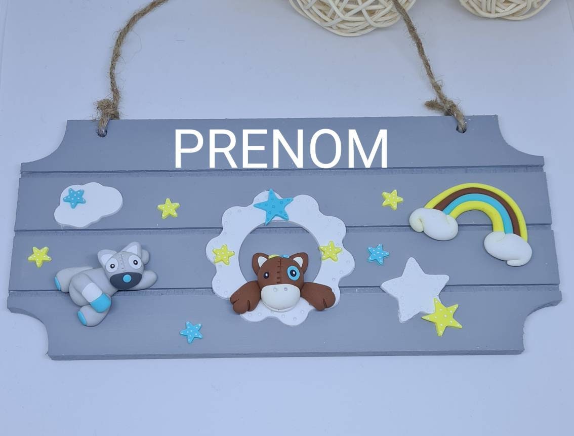 Plaque de Porte Tim et Tiloo + Prénom/Cadeau Naissance Bébé Enfant Idée Personnalisé Boite Mouchoirs