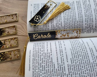 Personalized bookmark with first name or word / black and gold