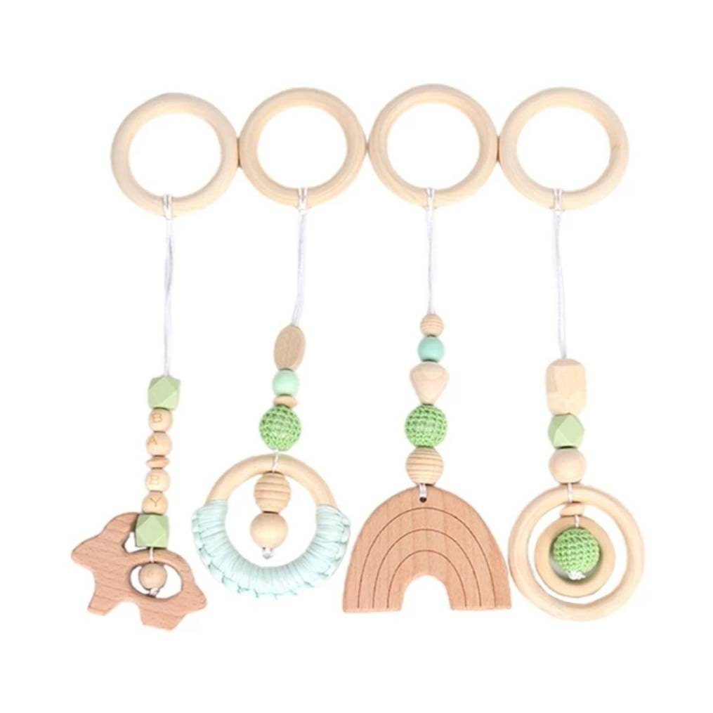 Lot de 4 Suspensions Pour Portique d'eveil/Arche Bois Hêtre Box Naissance Cadeau Baby Shower Bébé La