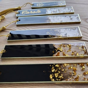 Personalized bookmark with first name or word / black and gold image 4