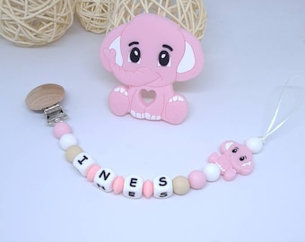 Personalized pacifier pacifier clip / first name / food silicone toy baby box birth gift baby shower elephant