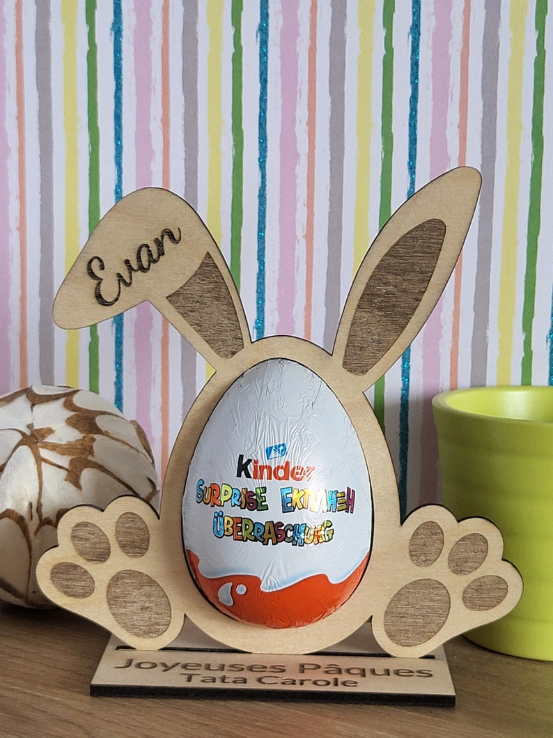 Personalized Easter egg holder / kinder egg / table decoration / Easter bunny image 3