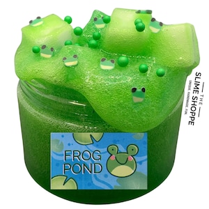 Jelly Cube Slime | Frog Pond Jelly Cube Slime | Slime Shop | Green Scented Jelly Cube Slime