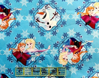 Disney PRE-CUT Fabric Frozen Sisters Ice Skating Heart Frame Springs Creative