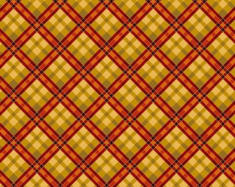 May include: A seamless pattern with a plaid design in shades of yellow, orange, red, and black.