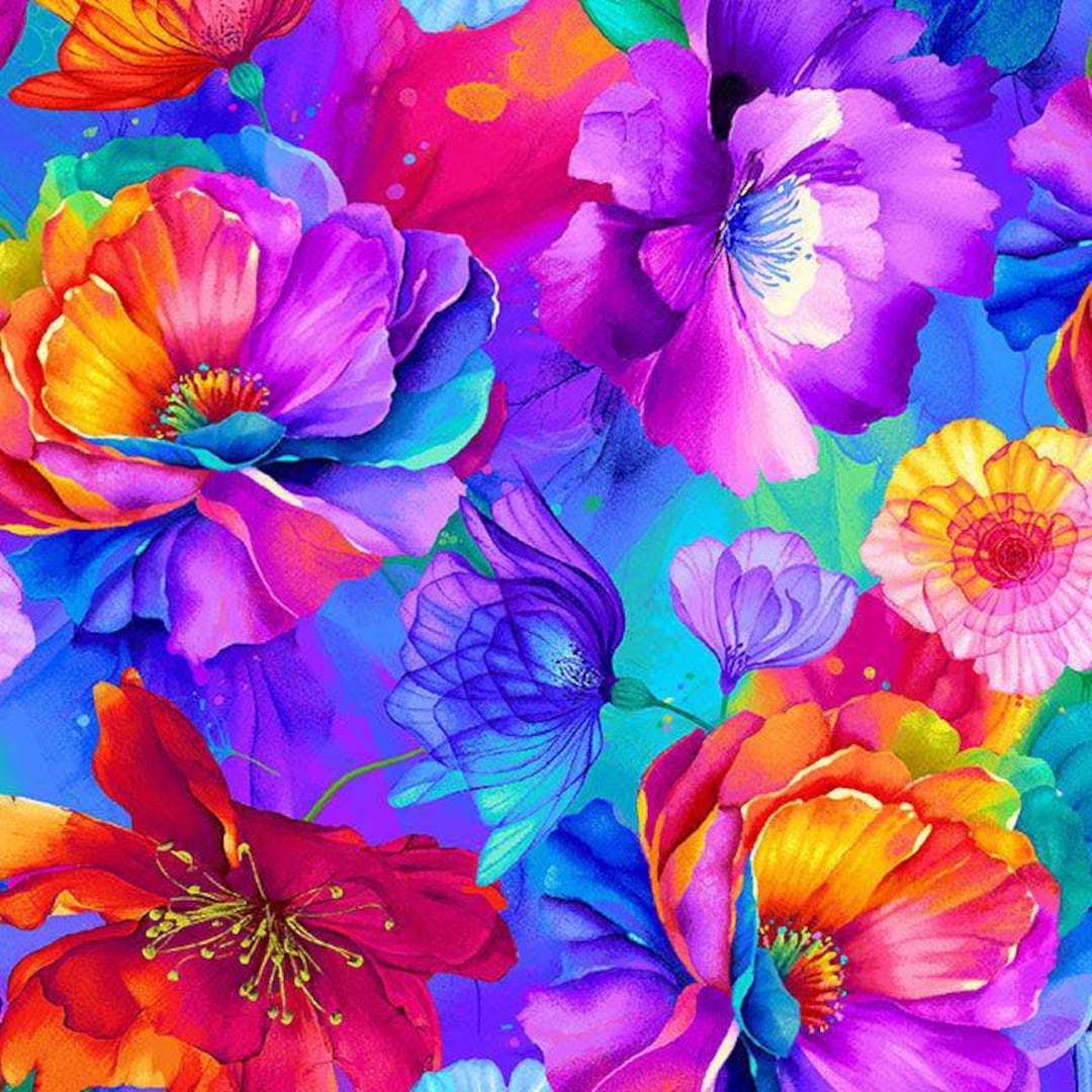 Timeless Treasures Rainbow Florals Flora-cd3817 Multi Chong-a Hwang for ...